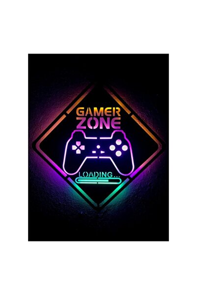 Genel Markalar Gamer Zone Dekoratif Led Işıklı Ahşap Tablo