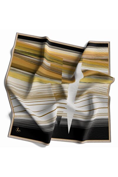 19V69 ITALIA Geometrik Desen Gold Seri Twill Eşarp Askısı Ve Hediyelik Seti I...