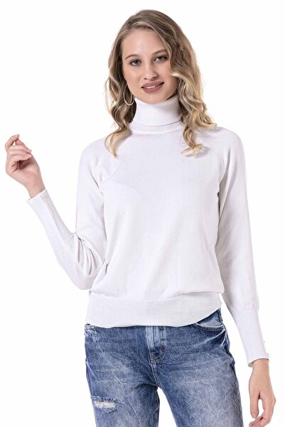 Cipo&Baxx Wp228 Ecru Turtleneck Sweater