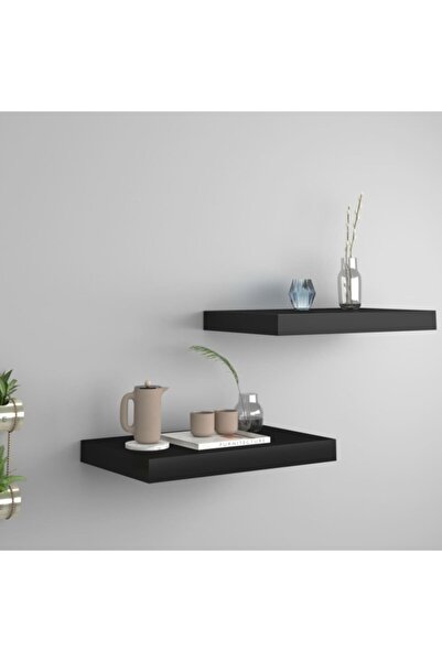 LİNDE HOME 2li Siyah Komodin Duvar Rafı