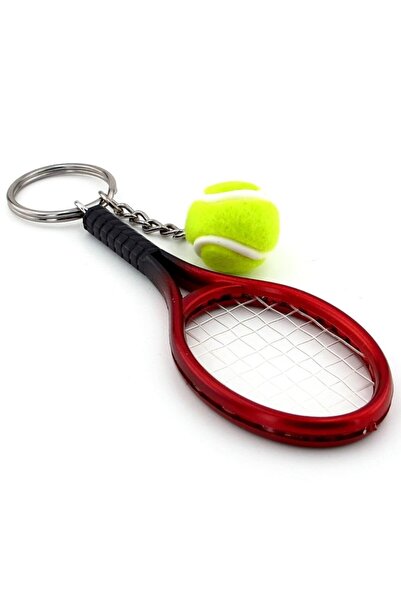 Solfera Bordo Kırmızı Tenis Raketi Ve Topu Pvc Anahtarlık Kc938