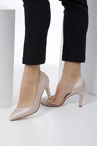 Night Shoes Kadın Şeffaf Bej Topuklu