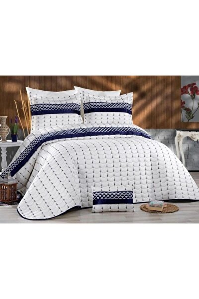 brilant Gündüz Perde Colors Micro Çift Kişilik Yatak Örtüsü Krem Mavi