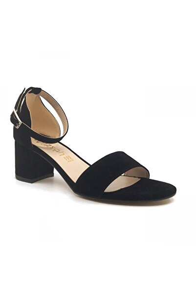 GİZSAH Μαύρα Suede Παπούτσια με μονό λουράκι 5 cm