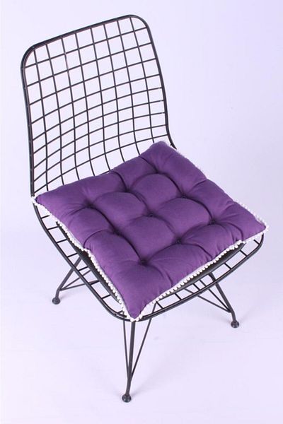 ALTINPAMUK Pera Pofidic Pompom Purple Chair Cushion Special 9 Stitched Lace Up 42x42cm