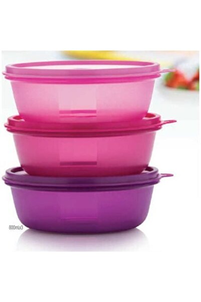 Tupperware Şekerpare Saklama Kabı 600 Ml 3'lü Set Pembe