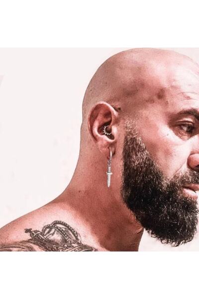 TakıConcept Deliksiz Sıkıştırma Kılıç Çelik Fake Küpe