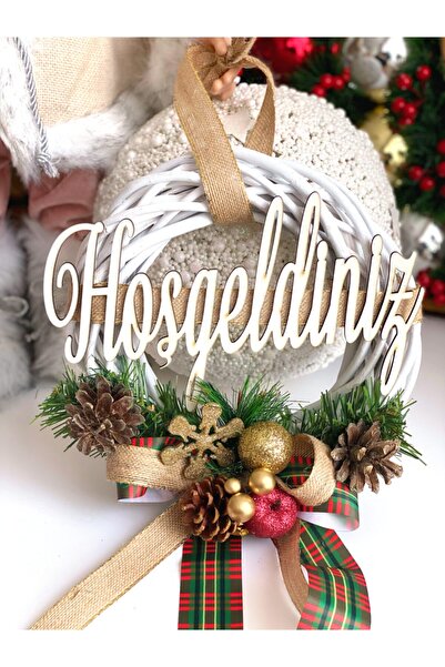 QUEEN AKSESUAR Новорічний Новий рік Розкішний Спеціальний дизайн Ласкаво просимо Написаний Дерев'яний прикраса для дверей Декоративний вінок