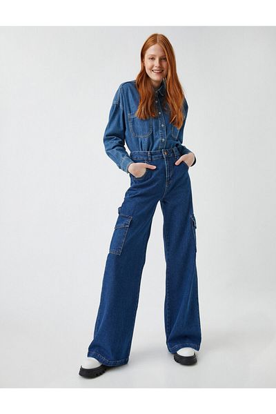 Koton Wide Leg Jeans with Cargo Pockets