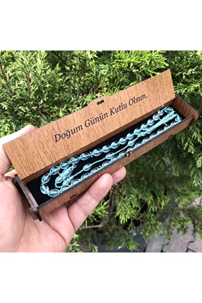 KANUNİ TESBİH Sistem verde apă cu cutie din lemn tăiată de orz Mărgele de rug...