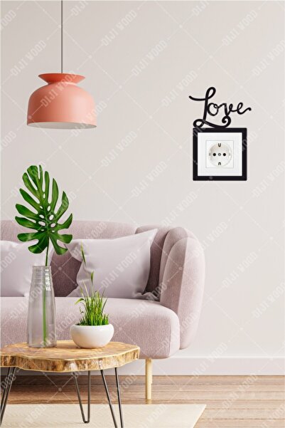 Diji Wood Love El Yazısı Dekor Priz Çerçevesi Süsü