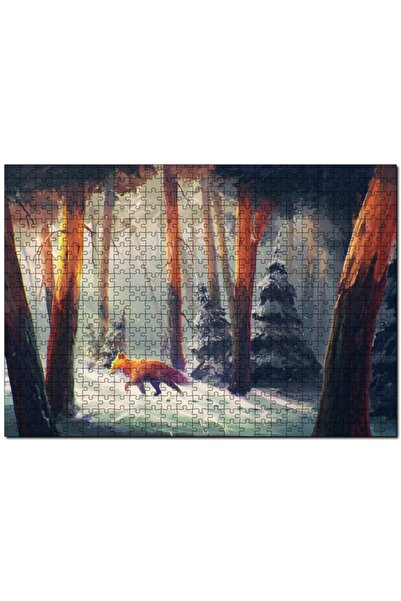 Cakapuzzle ثعلب يمشي في الغابة الثلجية وأضواء الشمس 120 قطعة لغز الصور المقطو...