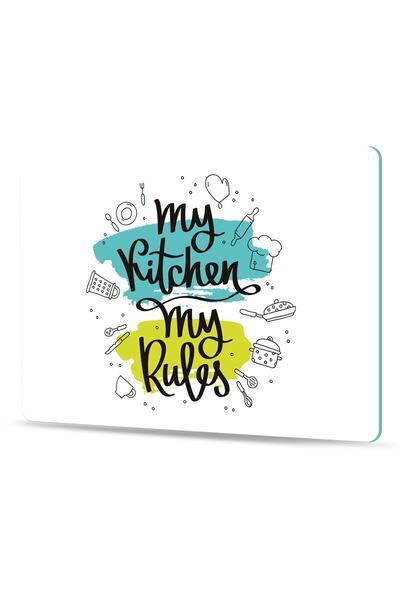 Decovetro Cam Kesme Tahtası Ve Sunum Tablası My Kitchen Rules Desenli