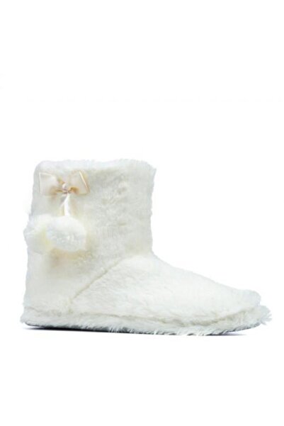 Yaz Kış Ayakkabı Pomponlu Pembe Krem Siyah Gri Kaymaz Taban İçi Polar Panduf ...