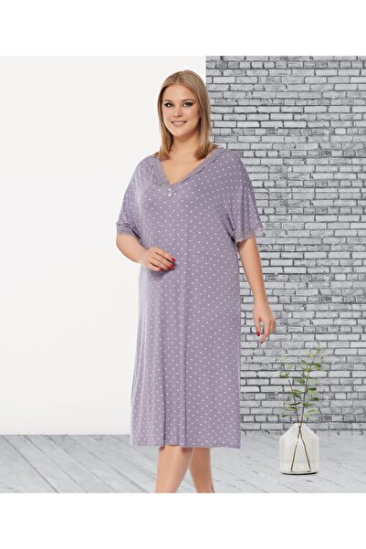 Cotpark 12105 Κοντομάνικο Νυχτικό Μεγάλου Μεγέθους, Σετ Δαντέλα τεμαχίων