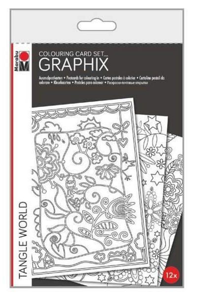 Marabu Graphix Coloring Card Set 12 Pieces Tangle World
