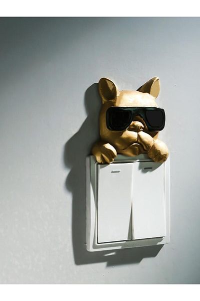 CajuArt Câine cu ochelari în relief Ornament pentru cadru de chei electrice Decor de perete pentru birou