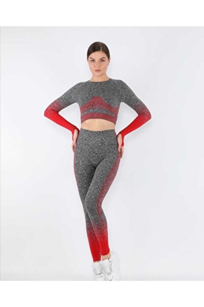 MAGZA Gray Red Recovery Push Up Long Leggings Set