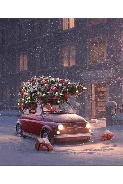 MARCEL SANAT Marcel Art - Christmas Car Diamond Mosaic Painting 46x56 Cm