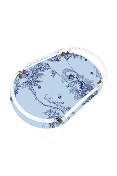 VİTELLİ Timeless Collection Mavi Oval Pleksi Tepsi
