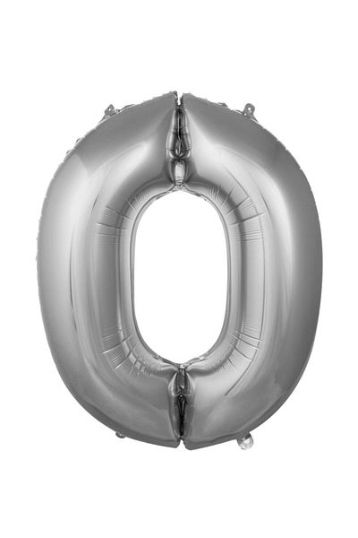 festival party store 36 Cm Silver Color Balloon 0 Number 16 Inc Party Material