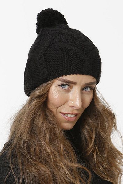 Vemod 51u Pompom Knitwear Knitted Beanie - Black
