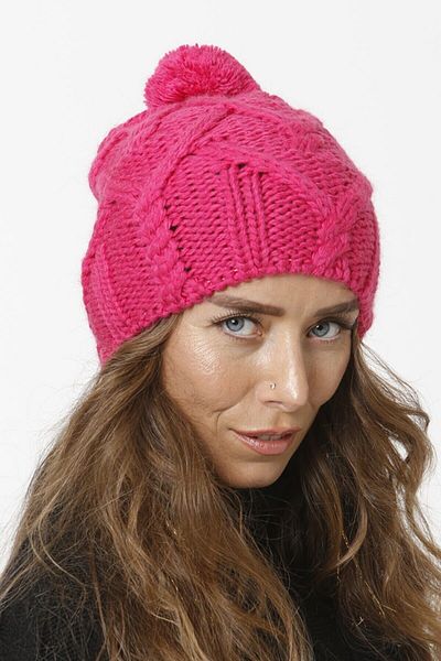 Vemod 51 Pompom Knitwear Knitted Beret - Fuchsia