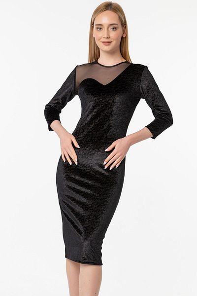Laranor Rochie creion cu decolteu cu buze din catifea imprimata cu Lycra