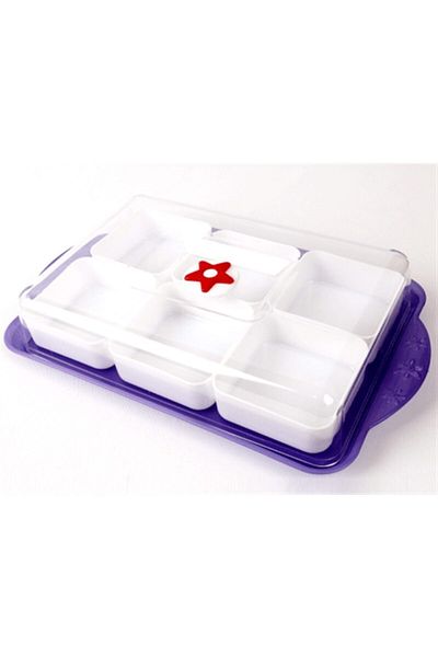 Kenpool Çeyizlik 6 Compartment Plastic Breakfast Set Set with Tray and Lid