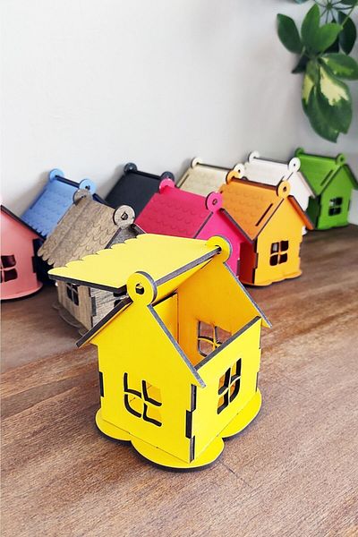 BAAÇ Wooden House Shaped Decorative Box 10 Pieces