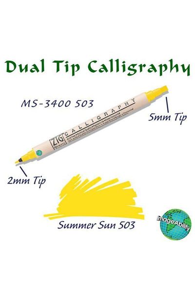 Zig Calligraphy Double End Calligraphy Pen 2 mm + 5 mm 503 Summer Sun