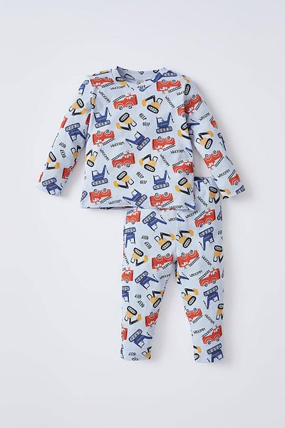 DeFacto Baby Boy Business Machine Patterned Long Sleeve Cotton Pajama Set