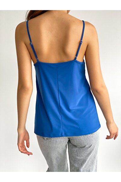 BE CHİC Tricou de damă din dantelă albastru indigo