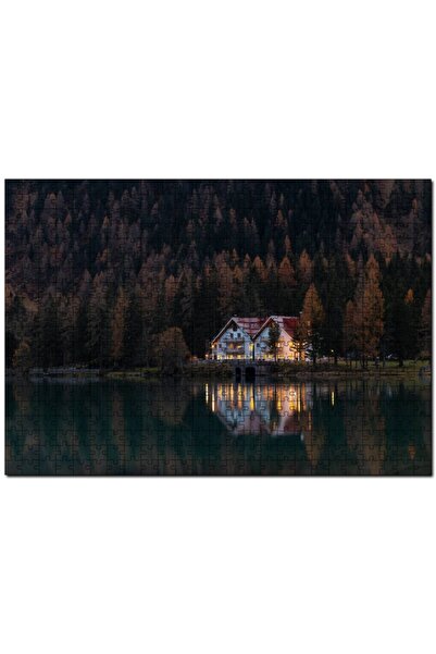 Cakapuzzle فيلا على جانب البحيرة والأشجار الضيقة 1000 قطعة لغز الصور المقطوعة...