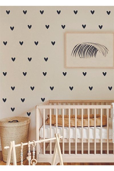 ENGINPRINT Black Cute Heart Kids Room Sticker 102 Pieces