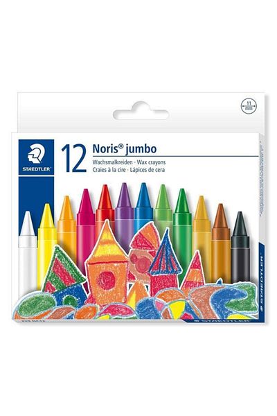 Staedtler Noris Super Jumbo Wax Crayon Candle Pastel Paint 12 Colors