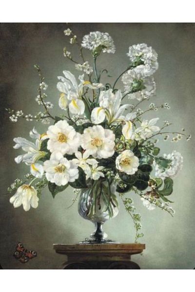MARCEL SANAT White Delicate Flowers Marcel Art Diamond Mosaic Painting 41x51cm