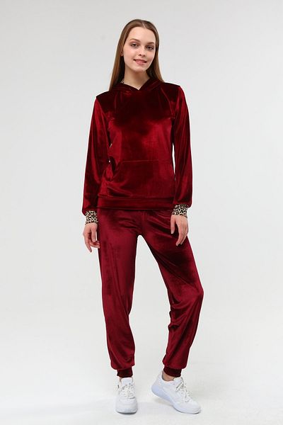 İkmal Σετ γυναικεία βελούδινη κουκούλα Claret Red Leg Elastic