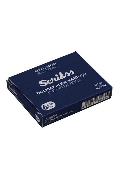 Scrikss Fountain Pen Cartridge Box of 6 Blue/black