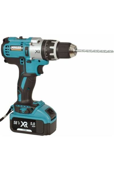Mager Germany Thechnology Xr 58 Watt 5 Ah Çift Akülü Şarjlı Vidalama Darbeli Matkap Blue