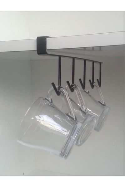 5DM Cup Cup Hanger Inside the Cabinet Mug Hanger Snap-on Under Shelf Hanger - Black