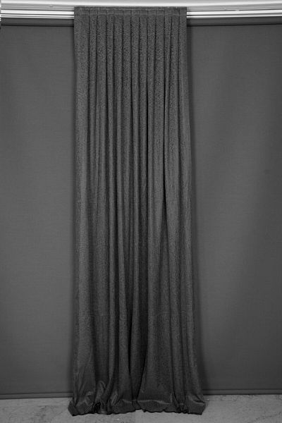 AKÇA TEKSTİL Striped Black Color Single Wing Ready-made Planted Pleated Background Curtain 75*260 Cm