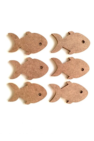 DEKOLOBİ 6'lı Mini Balık Seti Ham Mdf 6 Mm Boyanabilir