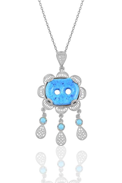 Nev Tasarım Kadın Gümüş Telkari Işlemeli Süryani Kolye