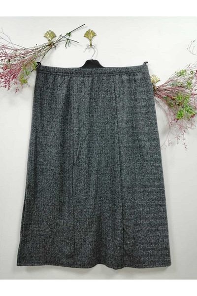 HYM BUTİK Plus Size Pieced Herringbone Winter Mother Skirt