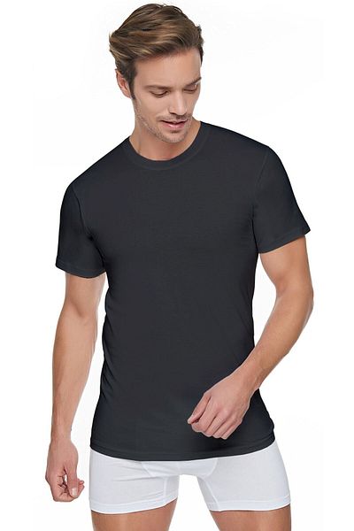 Seher Ανδρικό εσώρουχο 4 τεμαχίων Crew Neck Μαύρο Mrt0003s4