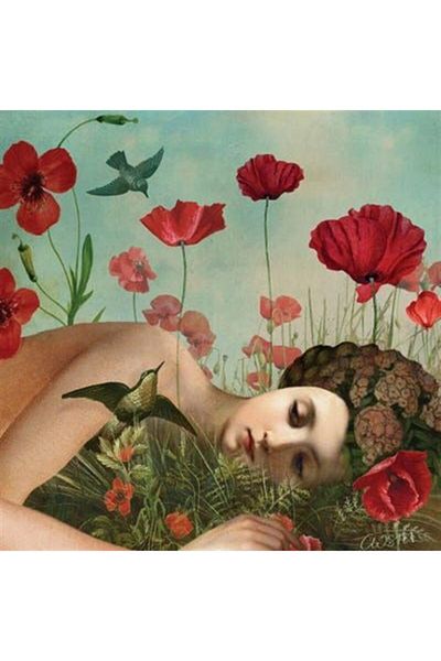 Marcel Kristal Tablo Woman Sleeping in Flowers Marcel Art Diamond Mosaic Painting 53x53cm