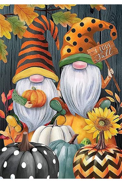 Marcel Kristal Tablo Cute Gnomes And Pumpkins Marcel Art Diamond Mosaic Painting 30x43cm