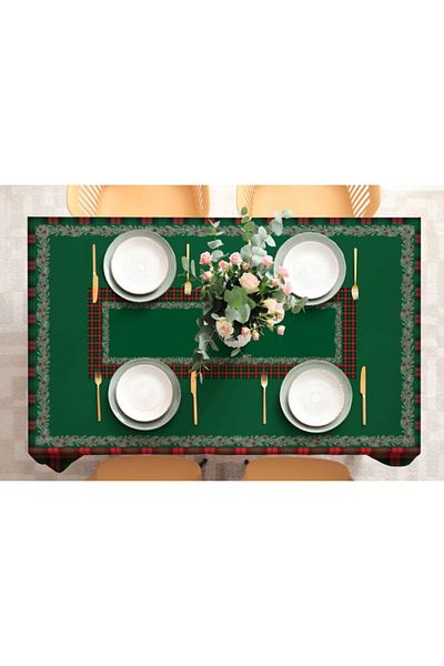 Adawall New Year's Themed Red Mini Cone Detailed Tablecloth 160x220cm