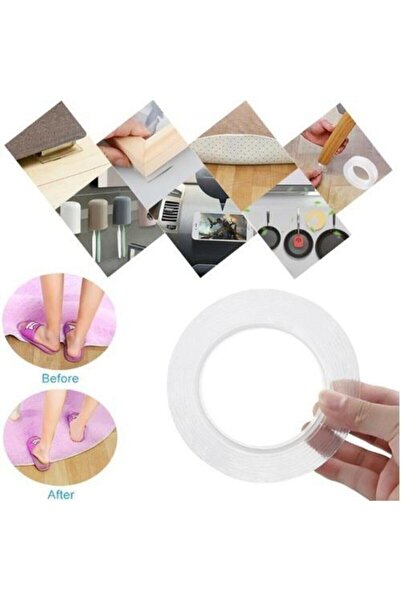 NEWSTORE HOME Nano Yıkanabilir Çift Taraflı Şeffaf Jel Bant 3 Metre X 2 Cm